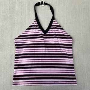 Y2K striped halter top